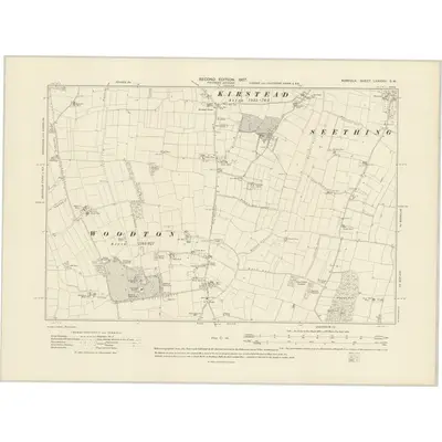 1905 Map of Norfolk LXXXVIII.SW, 1907 Print