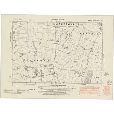 1946 Map of Norfolk LXXXVIII.SW, 1951 Print