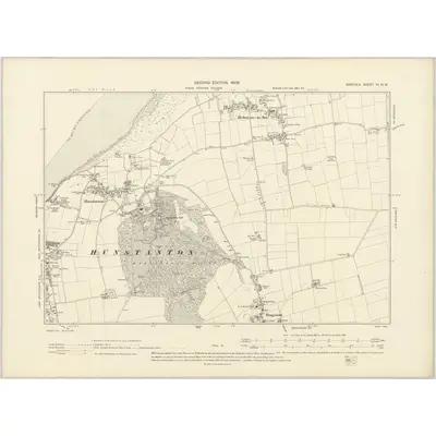 1904 Map of Norfolk VI.NW, 1906 Print
