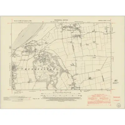 1950 Map of Norfolk VI.NW, 1952 Print