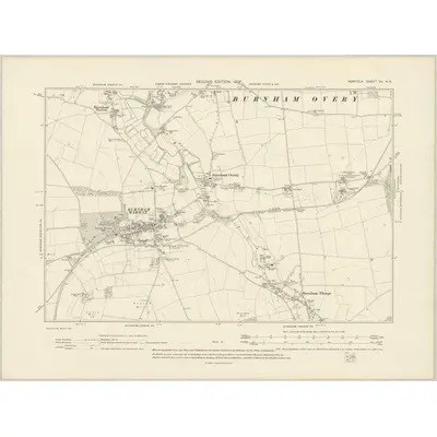 1904 Map of Norfolk VII.NE, 1907 Print