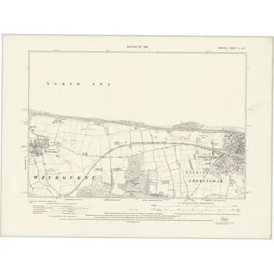 1926 Map of Norfolk X.NE, 1929 Print