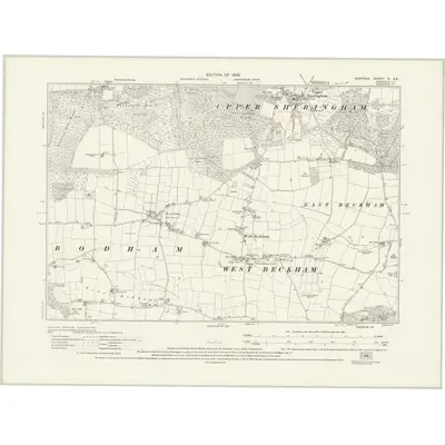 1926 Map of Norfolk X.SE, 1929 Print