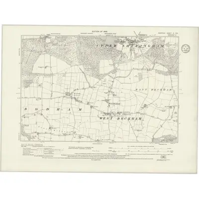 1926 Map of Norfolk X.SE, 1935 Print