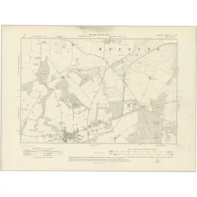 1904 Map of Norfolk X.SW, 1907 Print