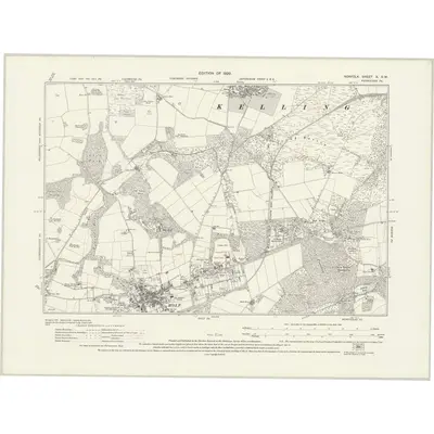 1926 Map of Norfolk X.SW, 1929 Print