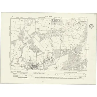 1926 Map of Norfolk X.SW, 1935 Print