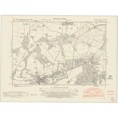 1950 Map of Norfolk X.SW, 1952 Print