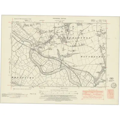 1946 Map of Norfolk XC.SW, 1951 Print