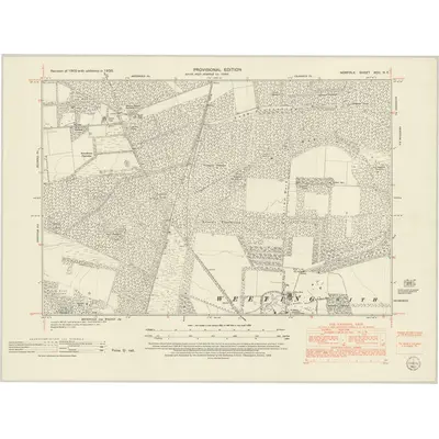 1950 Map of Norfolk XCII.NE, 1952 Print