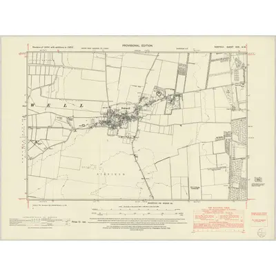 1950 Map of Norfolk XCII.NW, 1952 Print