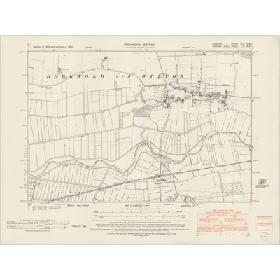 1950 Map of Norfolk XCII.SW, 1953 Print