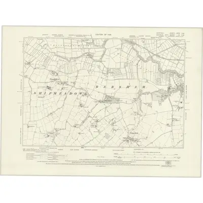 1926 Map of Norfolk XCIX.SW, 1928 Print