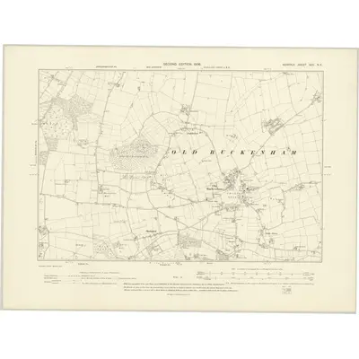1904 Map of Norfolk XCV.NE, 1906 Print