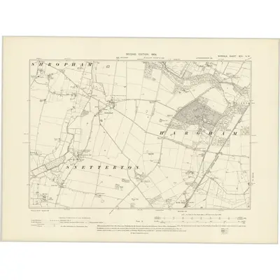 1904 Map of Norfolk XCV.NW, 1906 Print