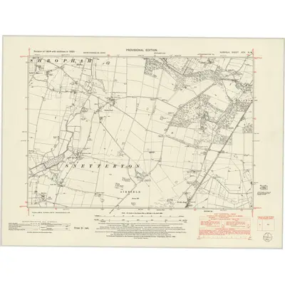 1950 Map of Norfolk XCV.NW, 1952 Print
