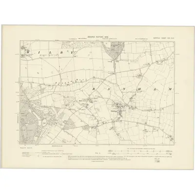 1904 Map of Norfolk XCV.SE, 1906 Print