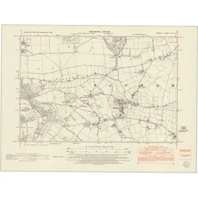 1950 Map of Norfolk XCV.SE, 1952 Print