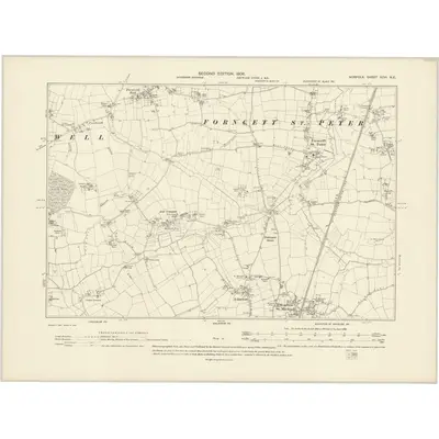 1904 Map of Norfolk XCVI.NE, 1906 Print