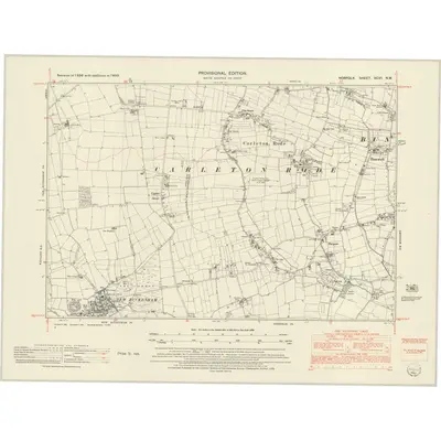 1950 Map of Norfolk XCVI.NW, 1952 Print