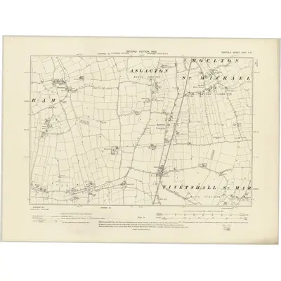 1904 Map of Norfolk XCVI.SE, 1906 Print