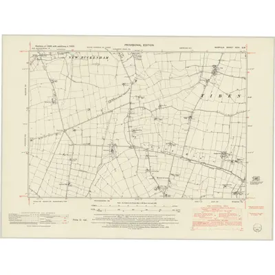 1950 Map of Norfolk XCVI.SW, 1952 Print