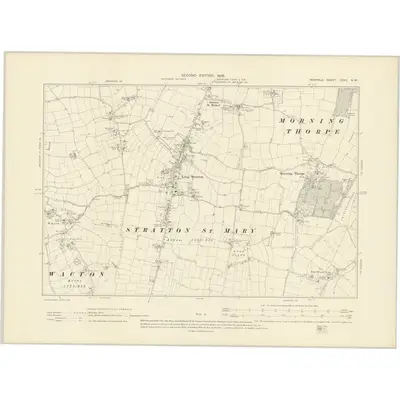 1904 Map of Norfolk XCVII.NW, 1906 Print