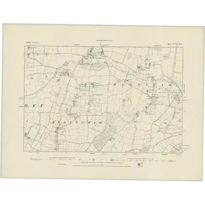 1883 Map of Norfolk XCVIII.NW, 1884 Print