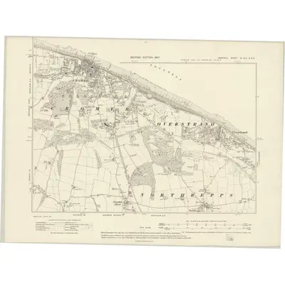 1905 Map of Norfolk XI.NE & SE, 1907 Print