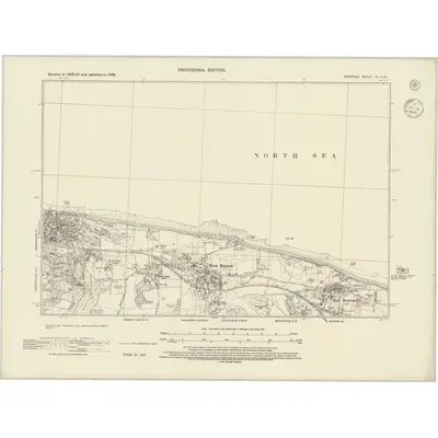 1938 Map of Norfolk XI.NW, 1945 Print