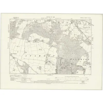 1926 Map of Norfolk XI.SW, 1929 Print
