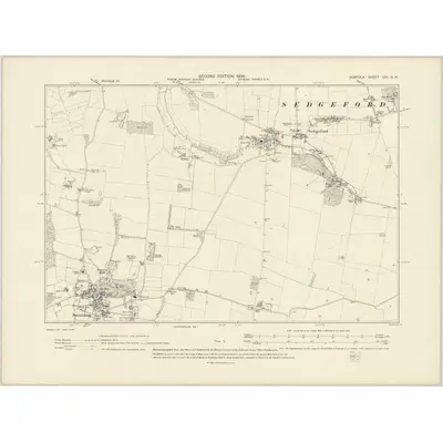 1904 Map of Norfolk XIV.NW, 1906 Print