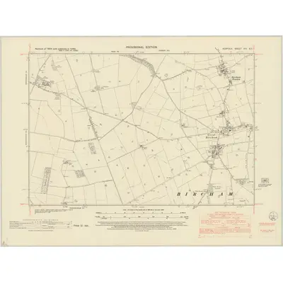 1950 Map of Norfolk XIV.SE, 1952 Print