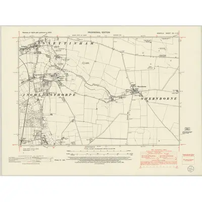 1950 Map of Norfolk XIV.SW, 1952 Print