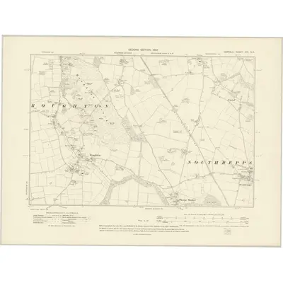 1905 Map of Norfolk XIX.NE, 1907 Print
