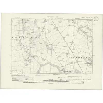 1905 Map of Norfolk XIX.NE, 1933 Print