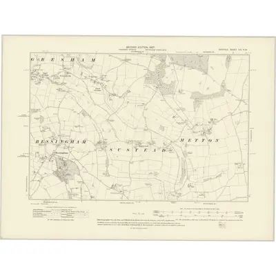 1905 Map of Norfolk XIX.NW, 1907 Print