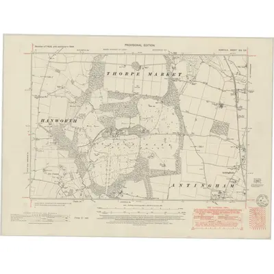 1946 Map of Norfolk XIX.SE, 1950 Print