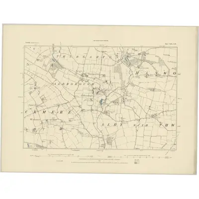 1885 Map of Norfolk XIX.SW, 1886 Print