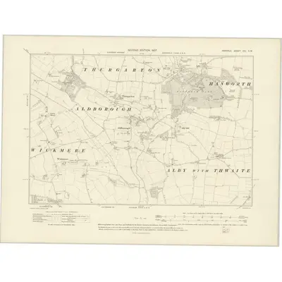 1905 Map of Norfolk XIX.SW, 1907 Print