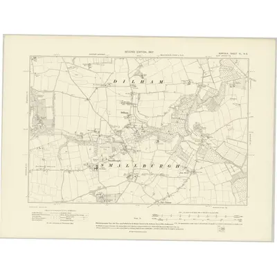 1905 Map of Norfolk XL.NE, 1907 Print