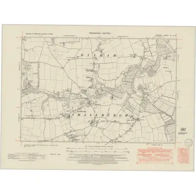 1946 Map of Norfolk XL.NE, 1950 Print