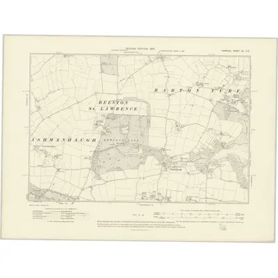 1905 Map of Norfolk XL.SE, 1907 Print