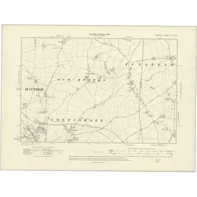 1905 Map of Norfolk XL.SW, 1907 Print