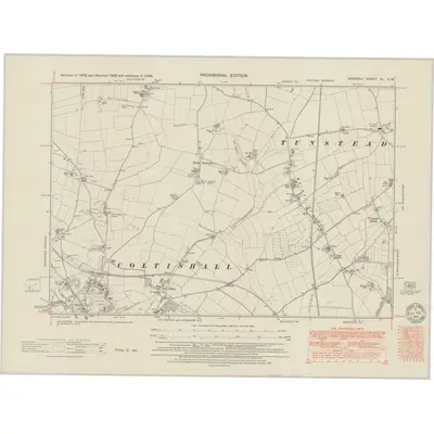 1946 Map of Norfolk XL.SW, 1951 Print