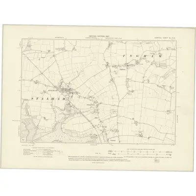 1905 Map of Norfolk XLI.NW, 1907 Print