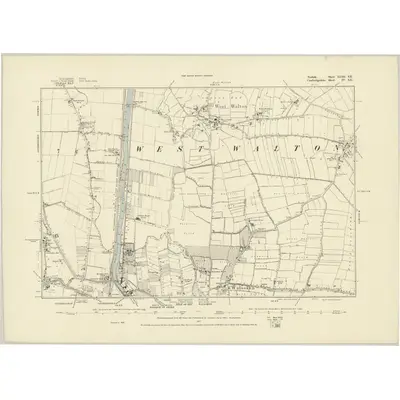 1886 Map of Norfolk XLIII.SE, 1887 Print