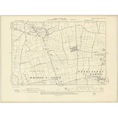 1904 Map of Norfolk XLIV.NW, 1906 Print