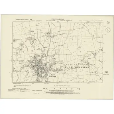 1938 Map of Norfolk XLIX.SW, 1945 Print
