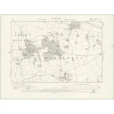 1927 Map of Norfolk XLV.NE, 1929 Print